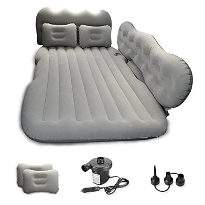 Imagen de Ergocar Colchon Coche SUV MPV Sofá Inflable Portátil Bomba de Aire Eléctrica Plegable Doble Cama Colchones para Camping Viajes al Libre, Piscina, Playa(M Gris)