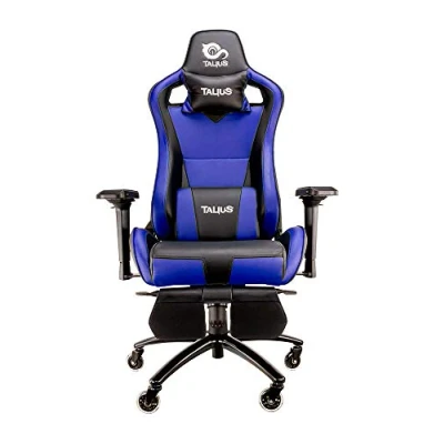 Imagen de Talius Caiman V2 Silla Gaming con reposapiés Extraible, Ergonómica, Espuma Alta Densidad en frío, Reposabrazos 4D, Diseño Azul