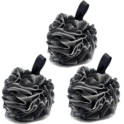 Imagen de 3 Pack Esponja de ducha baño JollyJelly malla Loofahs Doble cepillo depurador corporal para mujeres Los hombres exfolian la piel limpia calmar (60g/PCS)