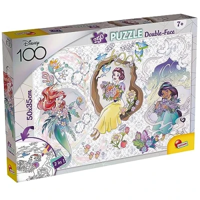 Imagen de Lisciani Puzzle DISNEY 100 DF Plus 250 Piezas Princesas Doble Cara 2 en 1 y Para colorear 50 x 35 Cm Niños a Partir de 7 años