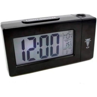 Imagen de RevolutionLine Reloj proyector de Escritorio con Pantalla LED Activación Luz por Sensor Despertador proyección Digital Giratorio en Pared o Techo