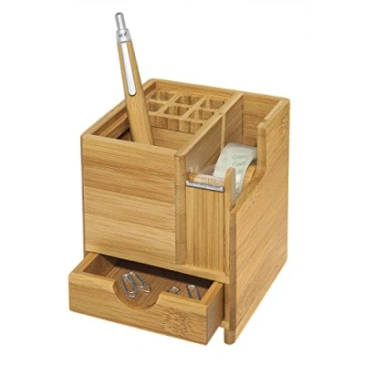 Imagen de Wedo 0611707 Portaobjetos de sobremesa, bambú, con dispensador, color marrón
