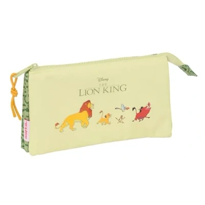 Imagen de Safta Mufasa Portatodo Triple, Estuche Infantil, Niño, Ideal para Niños en Edad Escolar, Cómodo y Versátil, Calidad Resistencia, 22x3x12 cm, Color Verde/Beige