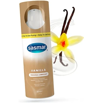 Imagen de Sasmar Lubricante Personal Con Sabor a Vainilla, mejora el placer, sin parabenos, huele fantástico, dosificador de 60 ml