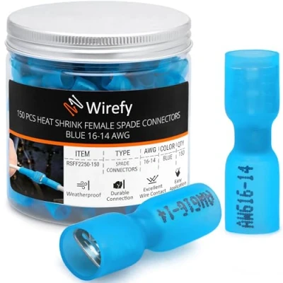 Imagen de Wirefy 150 Piezas Kit de Conectores Eléctricos Hembra Planos Terminales Electricos Termorretráctiles 1,5 a 2,5 mm²
