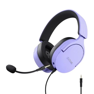 Imagen de Trust Gaming GXT 489P Fayzo Cascos para PC, PS5, PS4, Xbox Series XS, Switch, Mobile, 3.5 mm, 35% Plástico Reciclado, Auriculares Over Ear Micrófono con Cancelación de Ruido Morado