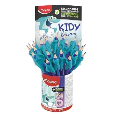 Imagen de Maped Lápices para Niños Lápiz Grafito PLAS HB con Goma + Accesorio Ergonómico Colores Madera Bote x22