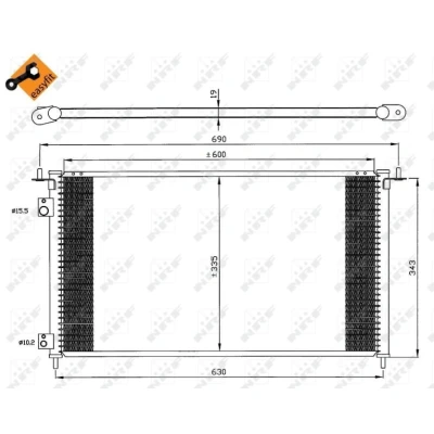 Imagen de NRF EASY FIT 35636 Condensador con junta anular 15,5 10,2 Aluminio 600 HONDA: CIVIC 7 Hatchback