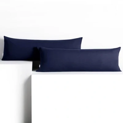 Imagen de DecoKing 2 Fundas de Almohada 40 x 200 cm algodón con Cremallera Azul Oscuro ámbar