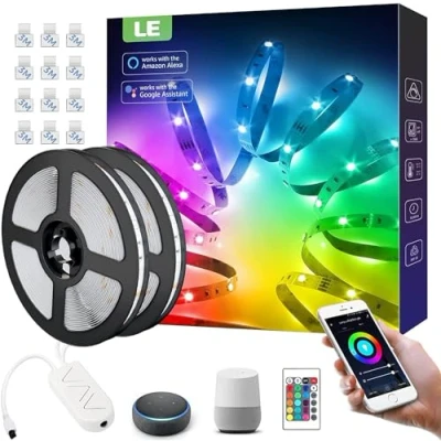 Imagen de Lepro Luces LED Habitacion 10M 36W, Tira Alexa, WiFi Funciona con Alexa y Google Home, 16 Millones RGB 300 LEDs, Strip Light (Solo 2,4 GHz) Control Remoto para Fiesta Hogar TV Bar