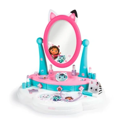 Imagen de Smoby La Casa de Muñecas Gabby Tocador Sobremesa con 12 Accesorios (cosméticos no Reales), Cajones y Espejo Basculante, A Partir 3 años (7600320253)