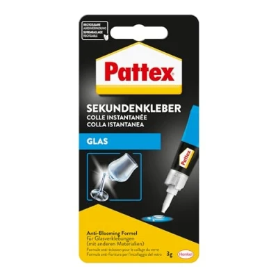 Imagen de Pattex Pegamento instantáneo para vidrio , tubo de 3 g con líquido transparente, apto el lavavajillas, un pegado emergencia rápido y preciso muchos tipos