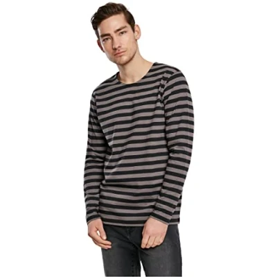 Imagen de Urban Classics Stripe LS Camiseta de manga larga, Hombre, Talla: XL, Asphalt/black