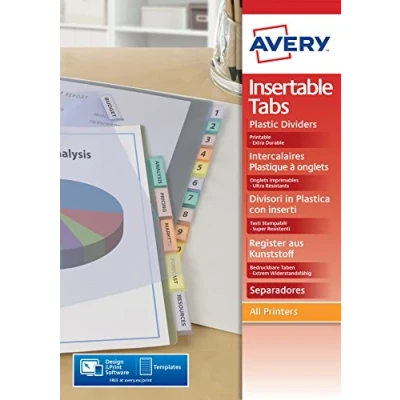 Imagen de Avery 796133 Separadores, 6 posiciones A4, transparente
