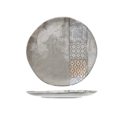 Imagen de H&amp;h set 12 piatti piani malaga in stoneware decorato cm 26