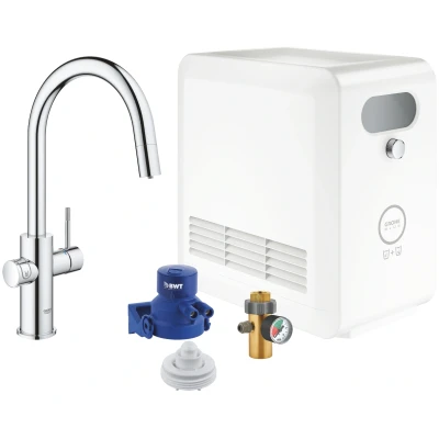 Imagen de Grohe 31325002 Blue Professional Kit Grifo de cocina caño en C, agua pura libre cal con un sabor refrescante