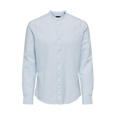 Imagen de Only &amp; Sons Onscaiden LS MAO Stripe NOOS Camisa, Hombre, Talla: Small, Cashmere blue
