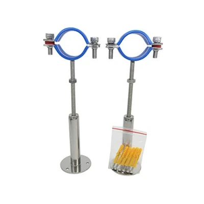 Imagen de Juego de 2 soportes pared acero inoxidable, soporte techo, tubo, tubo ajustable, abrazaderas para tubos diámetro exterior 45 mm a 48 …