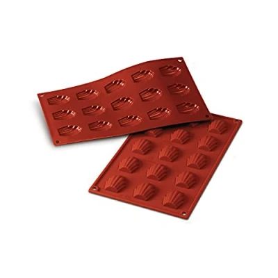 Imagen de silikomart SF031 Moldes de Silicona para MADELEINE Monoporciones, Antiadherente, 15 Pack 1 Molde Reposteria, 44 x 34 mm, h 10 Made in Italy