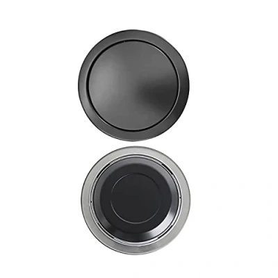Imagen de Tapa De Cubo Basura Negra, Cubierta Solapa Equilibrio, Encimera Integrada, Ojal Acero Inoxidable Para Cocina Bote Empotrada