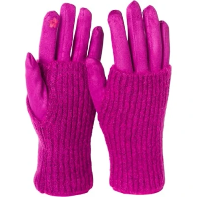 Imagen de styleBREAKER guantes de mujer tela para pantallas táctiles con puños punto amovibles, dedos, invierno 09010021, color:Magenta