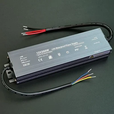 Imagen de Alinana 200W Transformador 220V a 12V, IP67 Resistente al Agua de 200W, para Lámparas y Tiras LED, Carteles, Cámara Web Aire Libre (0 16,7A)