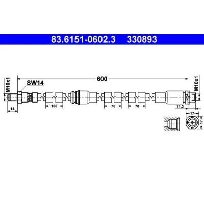 Imagen de ATE 83.6151 0602.3 Latiguillos de Freno 600 M10x1 BMW: X5