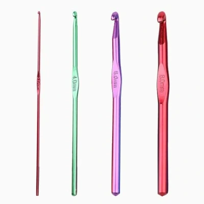 Imagen de Agujas de Ganchillo, 4 Pcs Ganchillo Plata Acero Inoxidable, 0.6 a 1.9 mm Juego Ganchos Gancho Tejer Herramienta Punto, para Manualidades