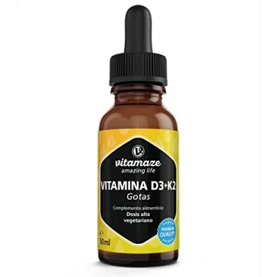 Imagen de Vitamina D3 + K2 Gotas D 5000UI 11mcg (99,7% MK 7) por 5 1700 de Alta Concentración Suplemento Sublingual Biodisponibilidad sin Aditivos