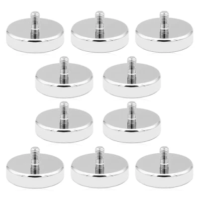 Imagen de mizikuu 10 Piezas Imanes De Neodimio, Neodimio Potentes 25 mm Diámetro Con Rosca M5, 20kg Fuerza Adhesiva, Redondos para Iluminación, Cámara, Herramientas y Equipo