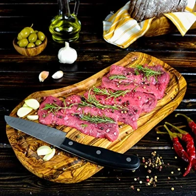 Imagen de DARIDO Tabla De Cortar Madera Olivo Natural Con Ranura Jugo Hecho A Mano 40x20 Cm Cocina Para Verduras Frutas Tablas Servir Carne planches (Design 9)