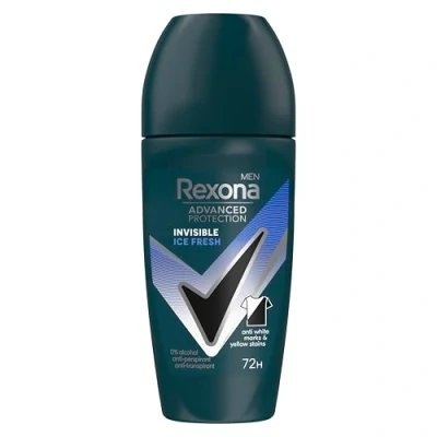 Imagen de Rexona Men Advanced Protection Desodorante antitranspirante Roll On, Hombre, Invisible Ice 72 horas con tecnología Body Heat Activated, 50 ml