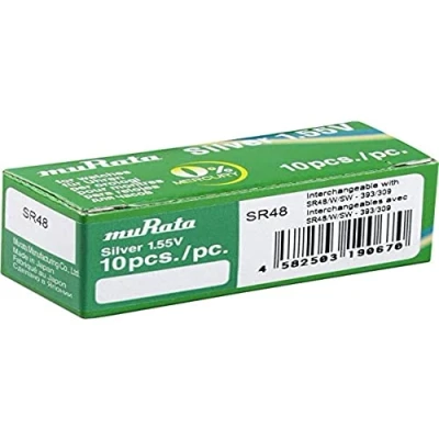 Imagen de Murata SR48 PBWW Pila de botón (óxido Plata, 75 mAh, 1,55 V, 10 Unidades)
