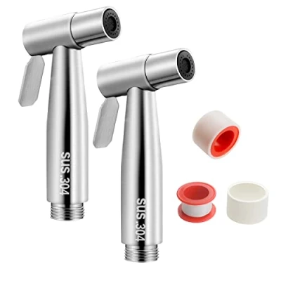 Imagen de GZkushi 2 alcachofa de ducha mano para inodoro, acero inoxidable 304, pulverizador cuarto baño, higiénico papel higiénico, con cinta teflón