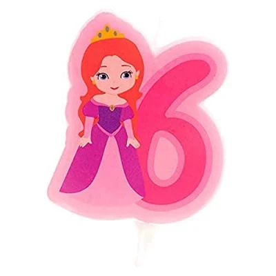 Imagen de Dekora Vela de Cumpleaños 2D Princesa para Tartas Infantiles Numero 6