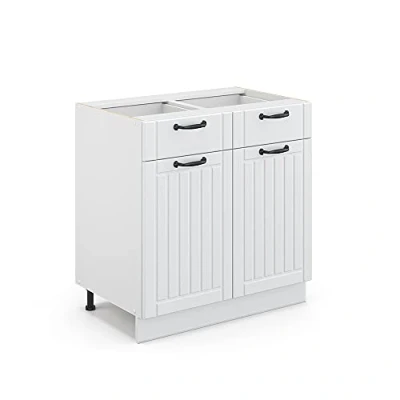 Imagen de Vicco Mueble bajo de Cocina Fame Line, Blanco casa Campo/Blanco, 80 cm sin encimera
