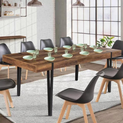 Imagen de IDMarket Austria Mesa de comedor extensible rectangular (6 10 personas, madera, 160 200 cm), color negro