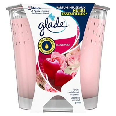 Imagen de Glade (Brise) I Love You Vela aromática en vaso de cristal, hasta 30 horas combustión, 1 unidad 129 g
