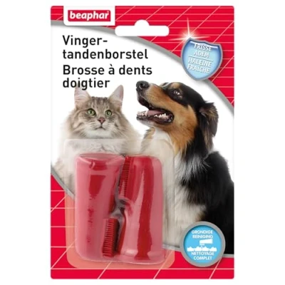 Imagen de Beaphar 2 cepillos de Dientes para Perros y Gatos Suave Flexible Práctico fácil Usar Limpieza Completa, precisa eficaz No daña Las encías