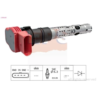 Imagen de FACET 9.6333 Bobina de encendido Rojo COIL ON PLUG incl. conector bujías AUDI: A4 B6 Avant, Sedán, A6 C6 Sedán
