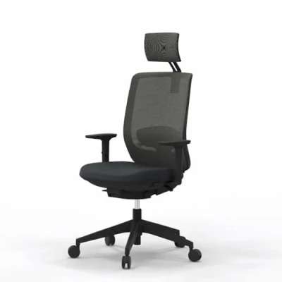 Imagen de Silla de oficina profesional Actiu Trim Carbon Black malla hasta 150 kg y uso 24 horas Respaldo regulable en altura asiento profundidad Top Ergonomía Salud (Brazos 3D, Con cabezal)