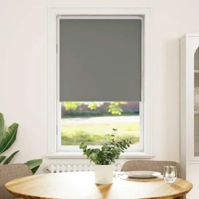 Imagen de vidaXL Estor Enrollable Opaco Gris Claro 80x150 cm Tela Ancho 75,7 cm, día y Noche, de Cocina, Enrollable,