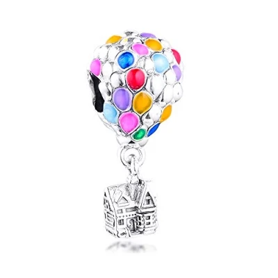 Imagen de PANDOCCI Abalorio de plata ley 925 con diseño casa y globos verano 2020, compatible pulseras Pandora originales
