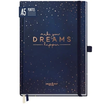 Imagen de paper&amp;you® Premium Bullet Journal punteado A5 [Haz realidad tus sueños] Cuaderno 190 páginas, papel grueso Agenda con cuadrícula de puntos sostenible y climáticamente neutro
