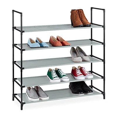 Imagen de Relaxdays Schuhregal Sistema de Encaje XL, 5 Niveles, para 20 Pares, Estantería Zapatos 90,5x87,5x30cm, Zapatera, Gris, Acero, 1 Pieza