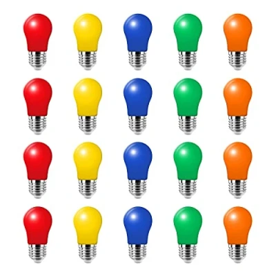 Imagen de Pack de 20 Bombillas Colores Led E27 3W Para la Boda del Partido Navidad Halloween Bar Mood Ambiente Decoración（Azul Amarillo Rojo Naranja Verdes）