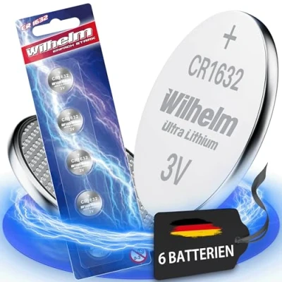 Imagen de WILHELM 6 x CR1632 CR 1632 Pila de botón Litio 3V 140 mAh ø16 3,2 mm batería DL1632