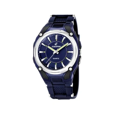 Imagen de Calypso 5560/3 Reloj de caballero cuarzo, correa goma color azul claro (con luz)