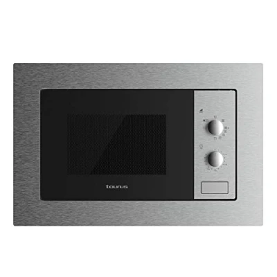 Imagen de Taurus MO20IXM Microondas encastrable, 20L capacidad, 800W, grill 1000W, 5 niveles potencia, 3 combinaciones grill+cocción, función descongelar, temporizador hasta 35 min, fácil instalación, inox