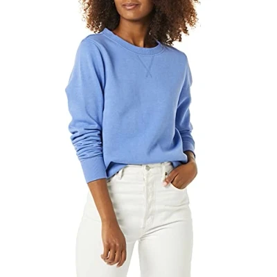 Imagen de Amazon Essentials Sudadera de Cuellocaja Forro Polar y Tejido Rizo Francés (Disponible en Tallas Grandes) Mujer, Azul, XXL
